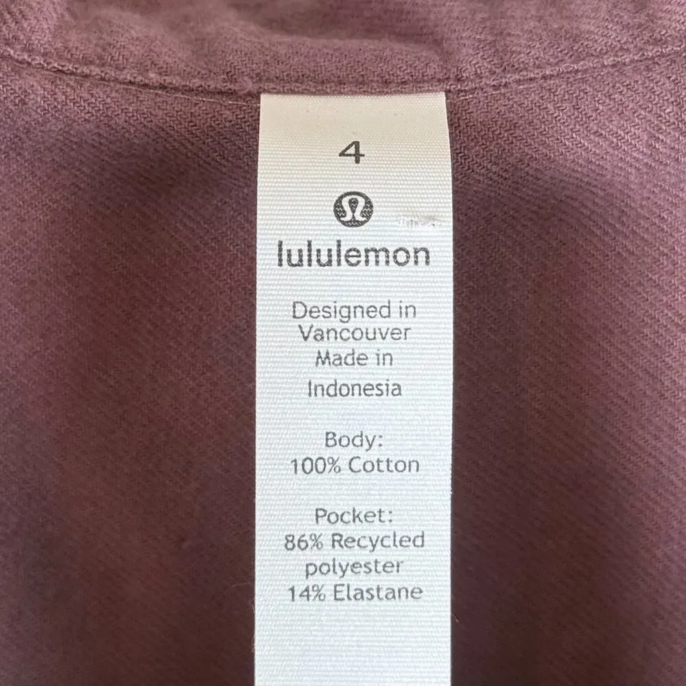 Lululemon Flannel Button Up Antique Bark Purple Long Sleeve Classic/Work Shirt-4 - Picture 4 of 4